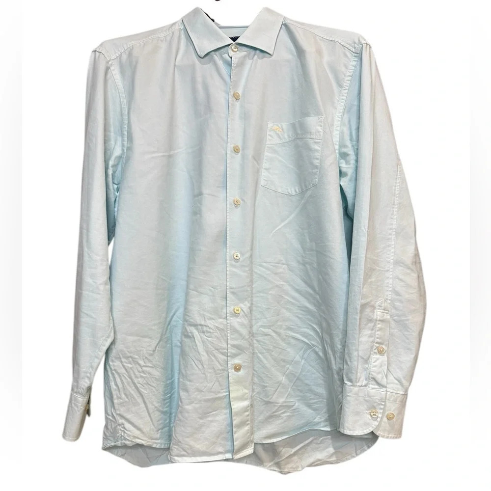 Tommy Bahama Silk Cotton Blend Size Large Light Aqua